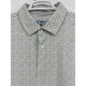 IBKUL Mens XL Long Sleeve Golf Polo Shirt Dart Print UPF 50+ Quick Dry Cool Feel